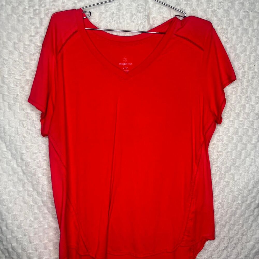 Tangerine Women's Red and Pink T-shirt